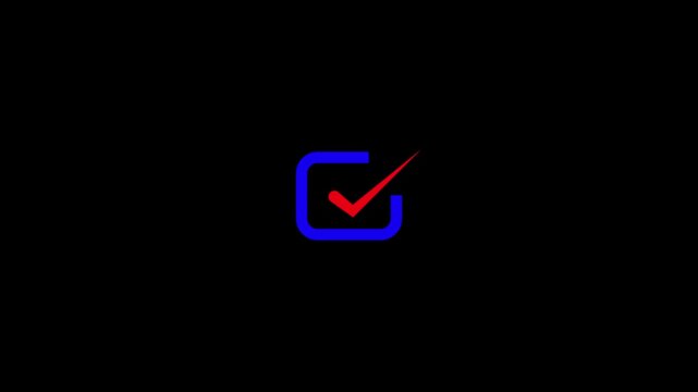 Animated checkmark appearing in blue square box, minimalist ui motion tick success approval confirm