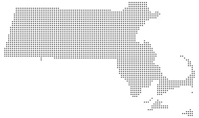 Obraz premium Massachusetts Dotted Map Vector with Pixel Dot Modern Design Isolated on Transparent Background