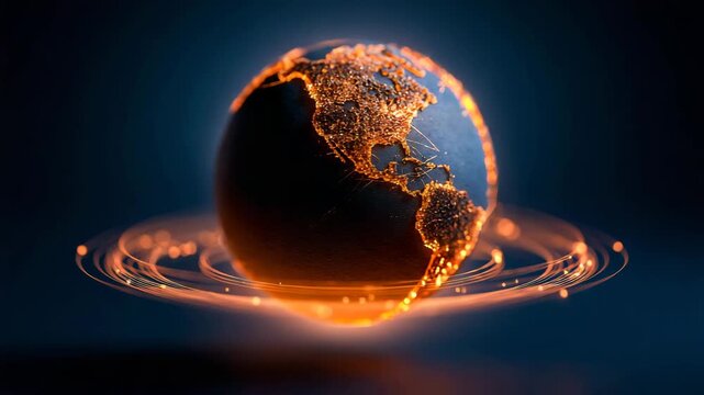 Abstract Glowing Earth With Global Connectivity Network