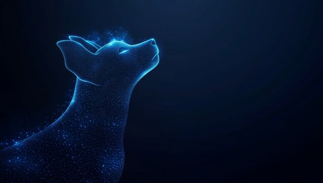 Artificial Intelligence and neural telepathic digital brain technology vector background illustration with blue glowing light