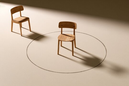 Chair outside circle concept for leaving the comfort zone and embracing change