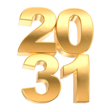 3D golden 2031 number sign