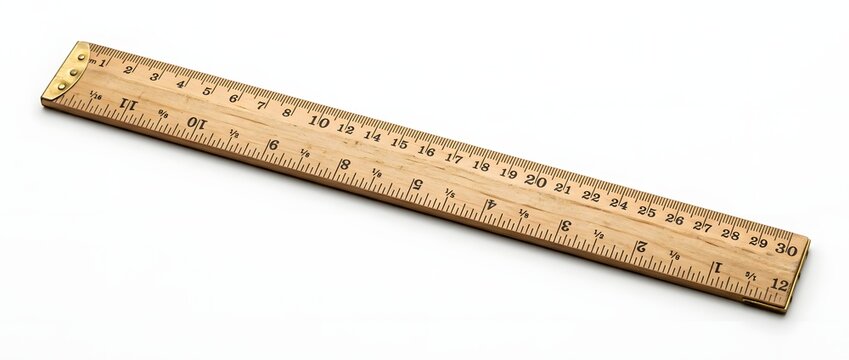 Wooden ruler with precise markings for measurement and education concepts