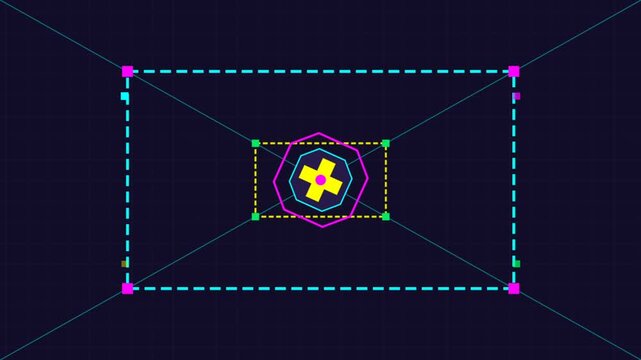 Vibrant Neon Tunnel Sequence With Centered Emblem.