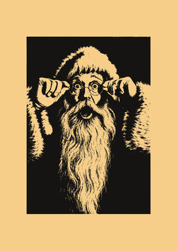vintage illustration of Santa Claus monochrome. christmas theme