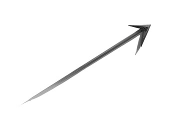 Fototapeta premium Long hand drawn gray upward arrow isolated