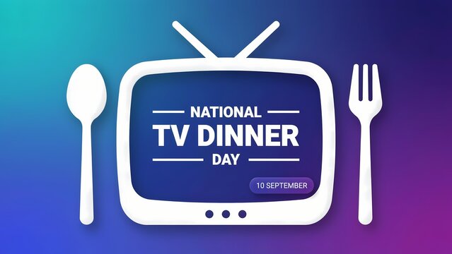 National tv dinner day celebration design with retro television spoon and fork illustration