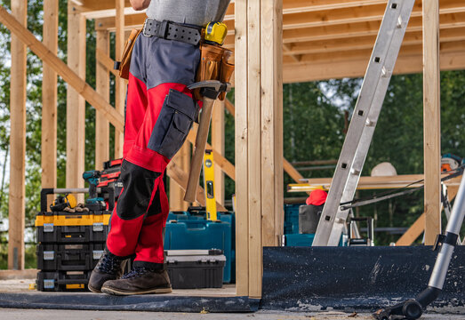 Construction worker prepares at building site for new project