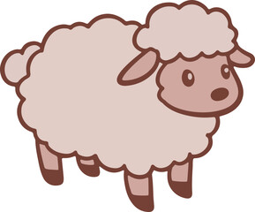 Obraz premium Cute fluffy white sheep standing, farm animal cartoon illustration