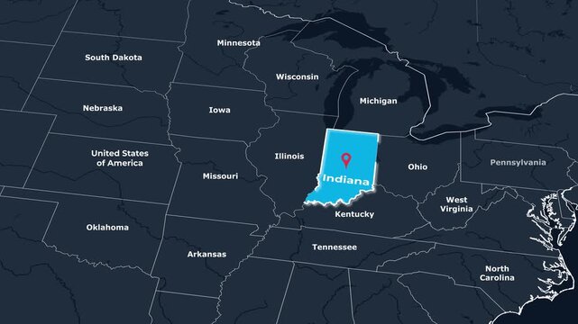 Indiana Map Animation Locator Zoom 4K Motion Graphic
