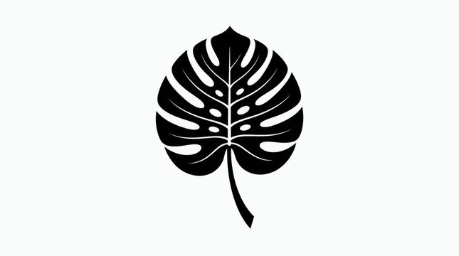 Decorative Tropical Plant Leaf Silhouette Against a Neutral Backdrop Perfect for Nature Themed Designs and Branding Applications Featuring Organic Shapes and Botanical Artistry Emphasizing