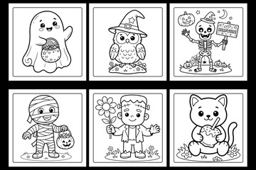 black and white cartoon animal icons
