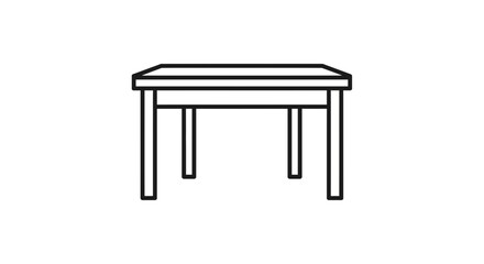 Fototapeta premium Simple Table Icon Line Art, Minimalist Furniture Design, Isolated on White Background