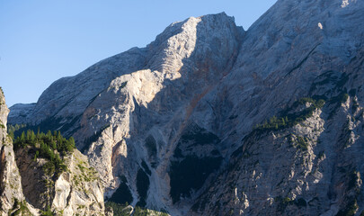 Obraz premium Mountain landscape. View from the height of the mountains and coniferous forest.