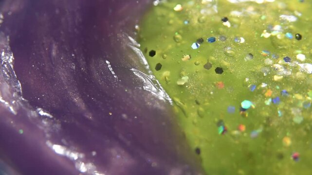 Close up of glitter slime texture
