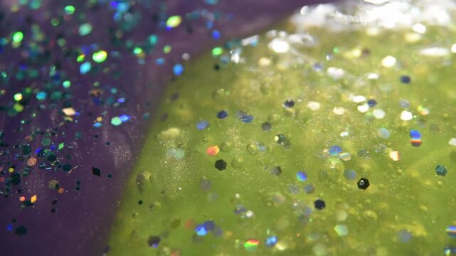 Close up of glitter slime texture