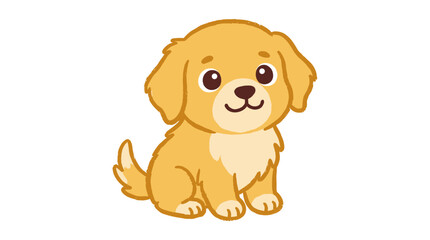 Obraz premium Adorable golden puppy sitting and looking friendly in a sweet cartoon drawing aesthetic