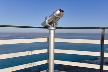 Obraz premium telescope, binoculars, observation deck, look, excursion, location, panorama