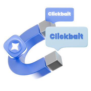 Blue Magnet Attracting Clickbait Speech Bubbles 3D Illustration