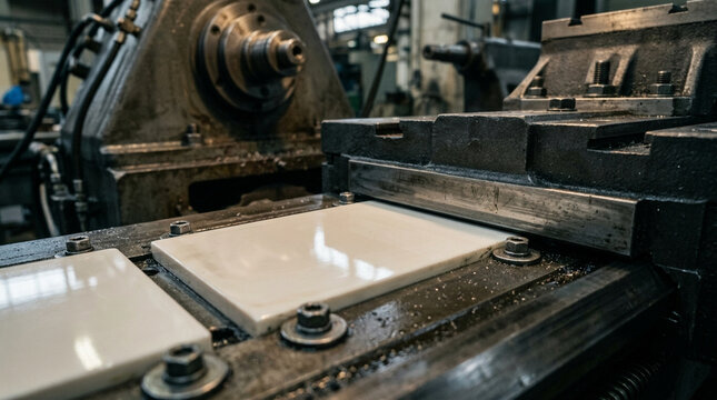 Industrial manufacturing precision milling machine processing white material