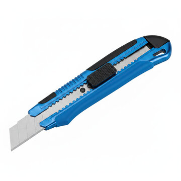 Retractable utility knife, on a clean isolated pure white background.