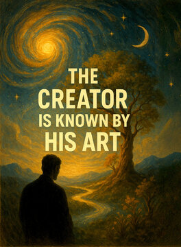 Sufi-Inspired Poster Asking: The Creator Is Known by His Art&mdash;Whose Artistry Shapes This Grand Design?
