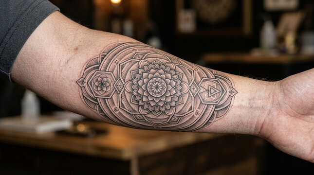 Intricate Mandala Tattoo Design on Arm