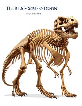 Tyrannosaurus rex dinosaur fossil skeleton exhibit.