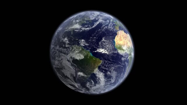 Beautiful 3D animation of a rotating Earth globe with smooth motion and clean space background. Ideal for TV graphics, presentations, websites, business content, data visuals and global communication 