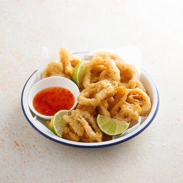 Battered deep fried squid rings