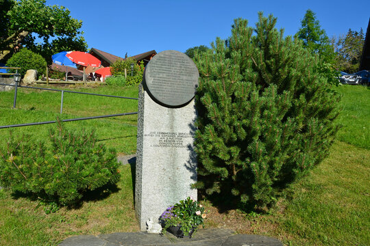 Schellenberg, Liechtenstein - June 30, 2015. Hinterschellenberg monument near the Austrian border in Schellenberg village, Liechtenstein.