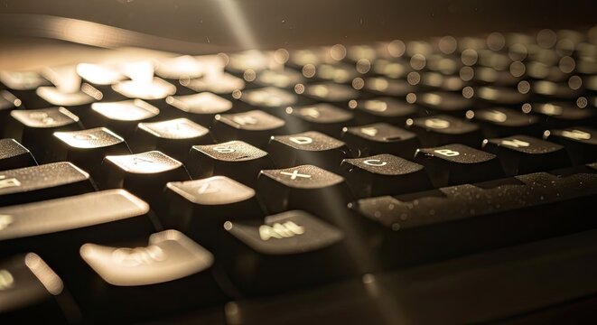 Close up view of mechanical computer keyboard keys