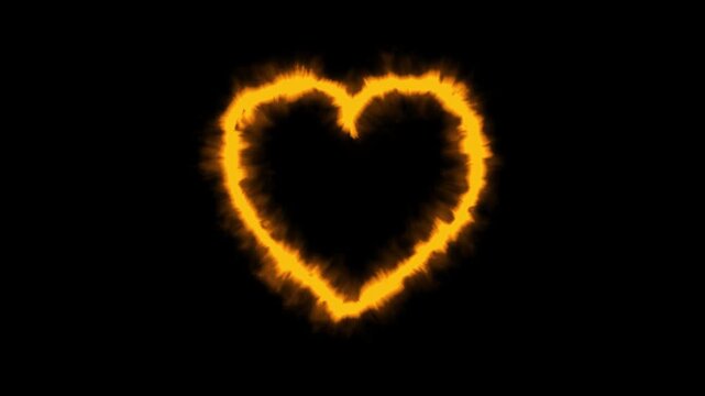 Love icon with heart beat line animation on dark background. medical concept Abstract glowing red heartbeat signal icon animation video. love border in hart .on the dark background.4k video