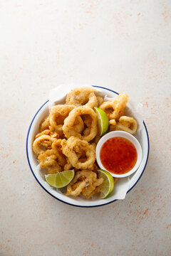 Battered deep fried squid rings