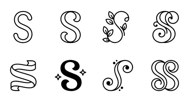 Elegant Monogram 'S' Vector Icons, Decorative Flourishes, Calligraphy Letter S Designs