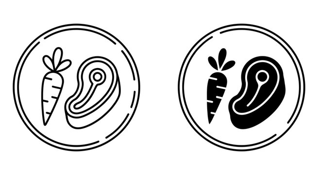 Fresh carrot and steak meat food icon vector illustration