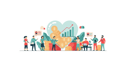 Fototapeta premium Business Team Financial Growth and Ethical Investment Concept Illustration