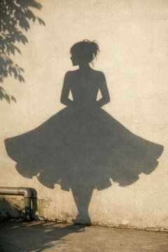 A woman's silhouette is visible on a wall, suggesting an abandoned or forgotten space