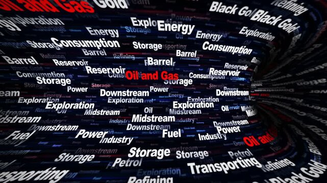OIL AND GAS Seamless Endless Keywords Animation, Background, Loop
