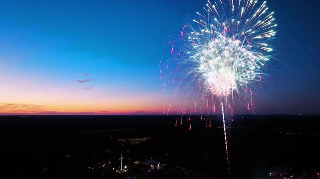 fireworks in the sky Colorful Fireworks Display in Night Sky at Sunset Celebration