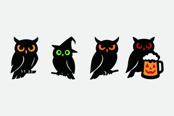 Fototapeta premium A set of owl vector art and illustration.