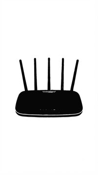 WiFi Router Wireless Internet Icon Vector Silhouette Black Isolated on White Background