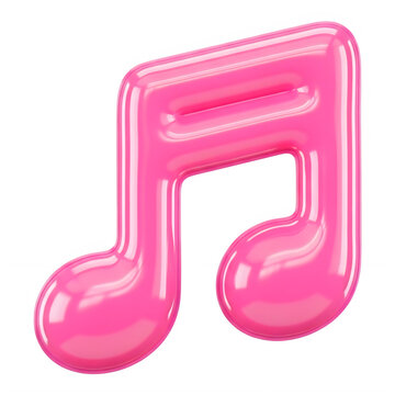 Vibrant pink musical note icon symbolizing music and melody, perfectly designed for digital use isolated on transparent background