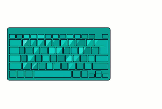 Teal Computer Keyboard Top View.