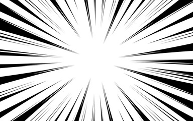Fototapeta premium Comic book radial lines background. Manga speed frame. Explosion illustration.