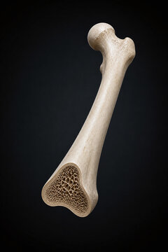 Isolated femur bone cross section medical illustration