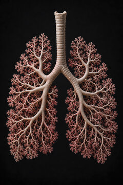 Bronchial tree anatomy with intricate branching bronchioles