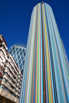 District La Defense in Paris France. It is Europes largest business district with 560 hectares area 72 glass and steel buildings and skyscrapers 