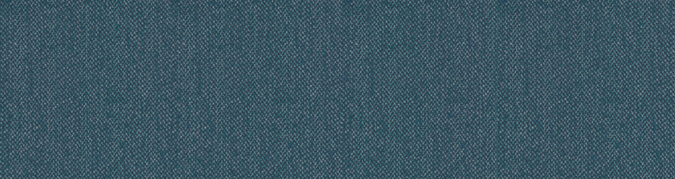 Panoramic dark teal blue fabric texture with fine woven tweed pattern surface