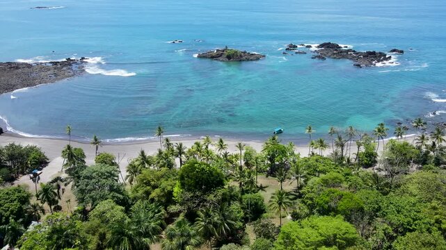 Drone Aerial of  the Tropical San Josecito Beach, Osa Peninsula, Costa Rica